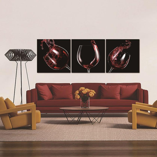 Red Wine Glasses Picture Tempered Glass Print