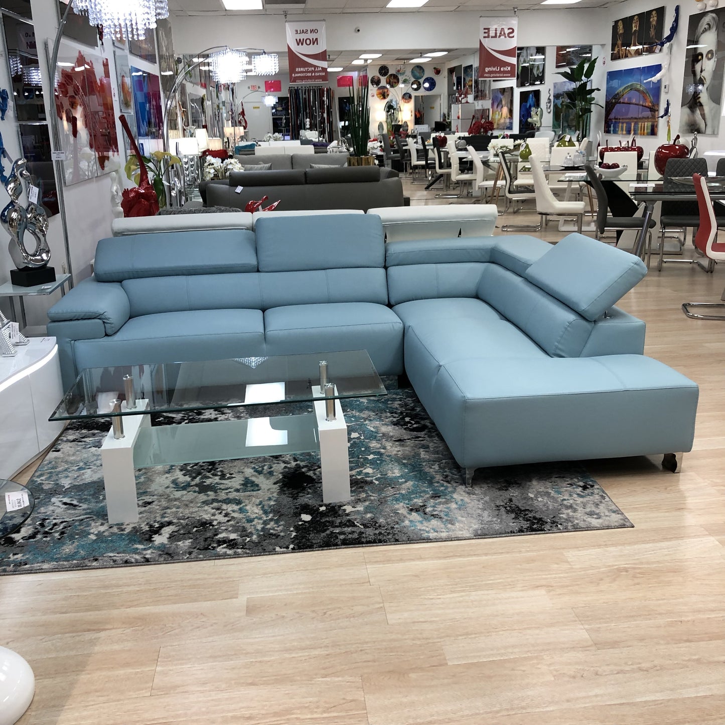 Verona Modern Sectional Turquoise Right Chaise